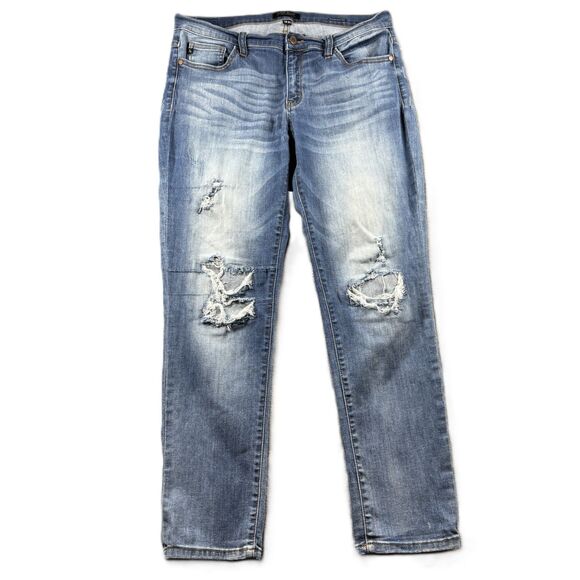 Judy Blue Denim - Judy Blue Women Jeans Boyfriend Distressed Stretch Medium Wash 13/31 P118